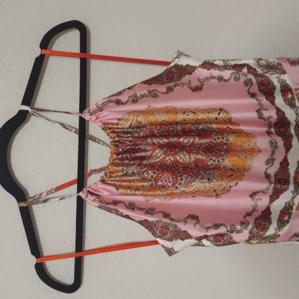 Scarf Pattern Halter Maxi Dress - Picture 2 of 11